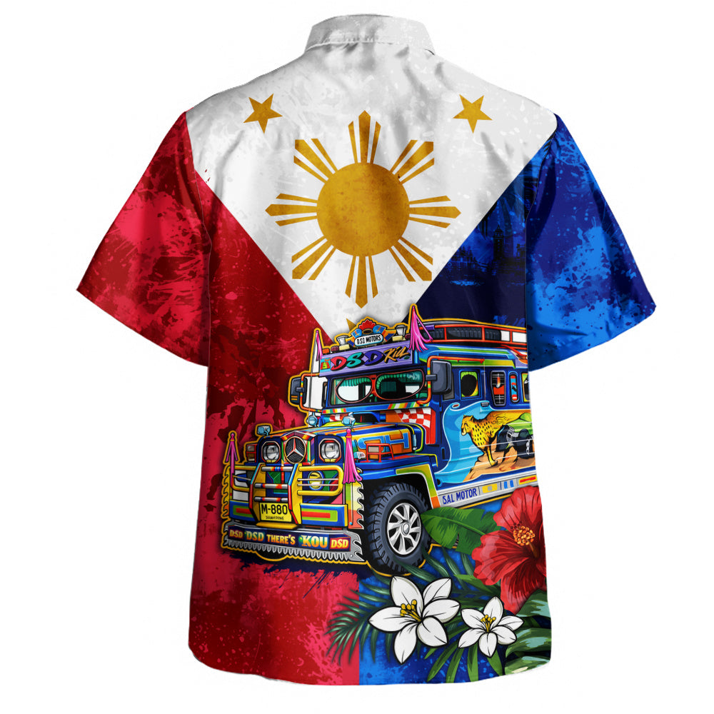 Philippines Filipinos Hawaiian Shirt Custom Jeepney Flag Tropical Floral-Myprintsy