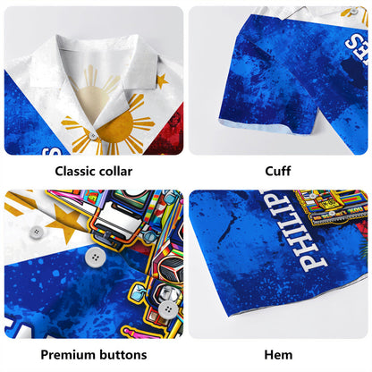 Philippines Filipinos Hawaiian Shirt Custom Jeepney Flag Tropical Floral-Myprintsy
