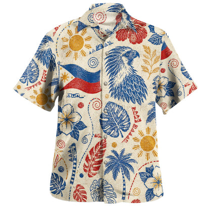 Philippines Filipinos Hawaiian Shirt Eagle Sun Flag Tropical Floral Vintage Stamp Style-Myprintsy