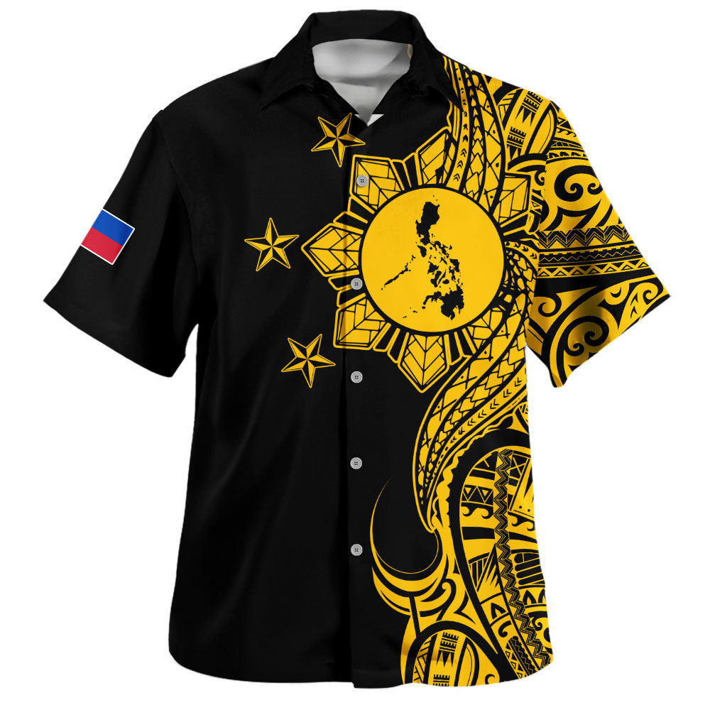 Philippines Filipinos Hawaiian Shirt Flag Sun Map Tribal Fusion Style-Myprintsy