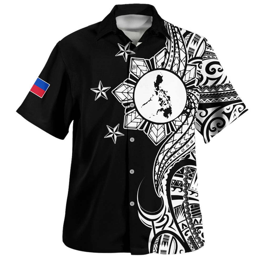 Philippines Filipinos Hawaiian Shirt Flag Sun Map Tribal Fusion Style-Myprintsy