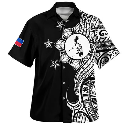 Philippines Filipinos Hawaiian Shirt Flag Sun Map Tribal Fusion Style-Myprintsy