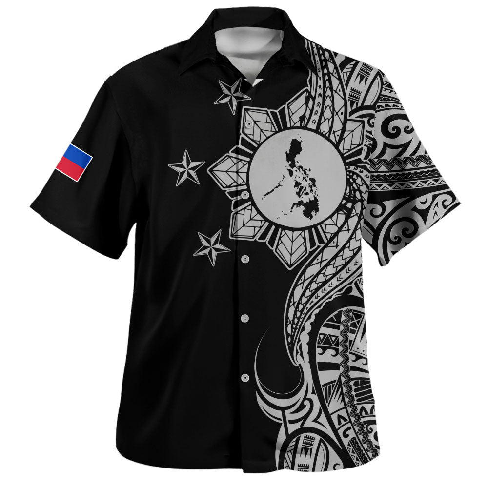 Philippines Filipinos Hawaiian Shirt Flag Sun Map Tribal Fusion Style-Myprintsy