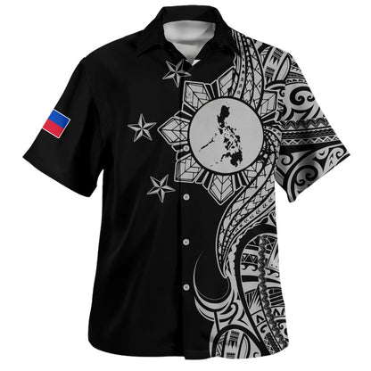 Philippines Filipinos Hawaiian Shirt Flag Sun Map Tribal Fusion Style-Myprintsy