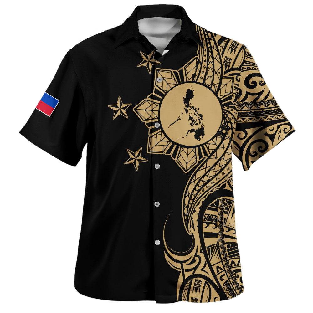 Philippines Filipinos Hawaiian Shirt Flag Sun Map Tribal Fusion Style-Myprintsy