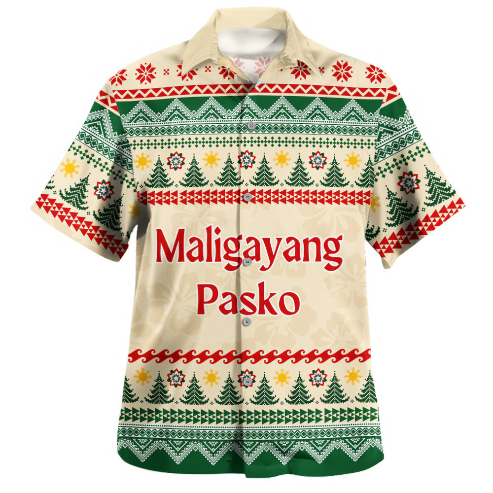 Philippines Filipinos Hawaiian Shirt Maligayang Pasko Parol Filipino Christmas Festive Style-Myprintsy