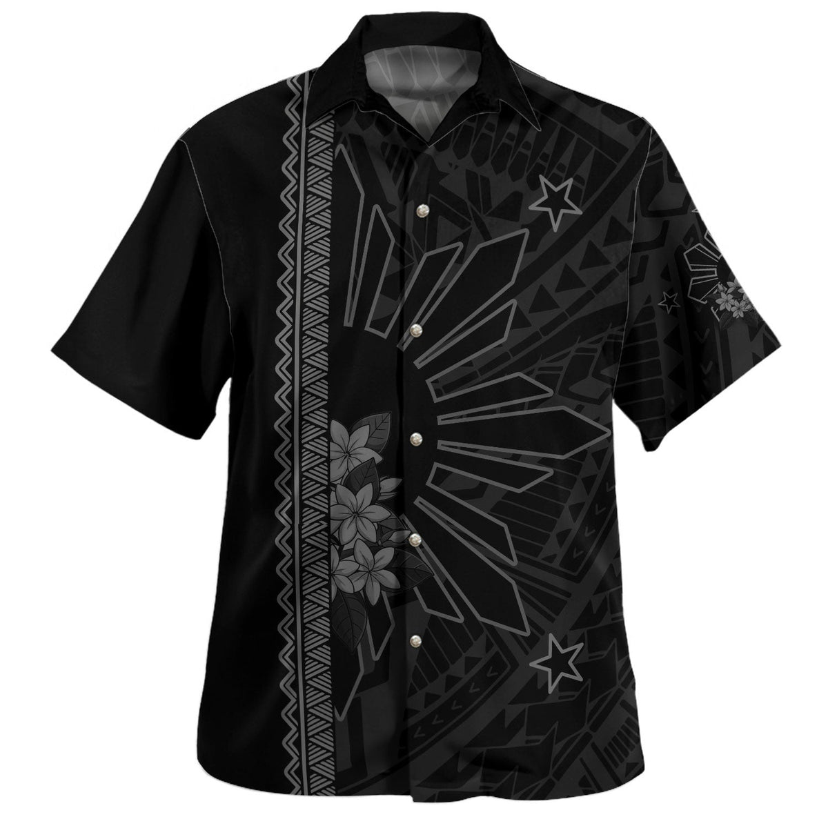Philippines Filipinos Hawaiian Shirt Star Sunburst Floral Tribal Style-Myprintsy