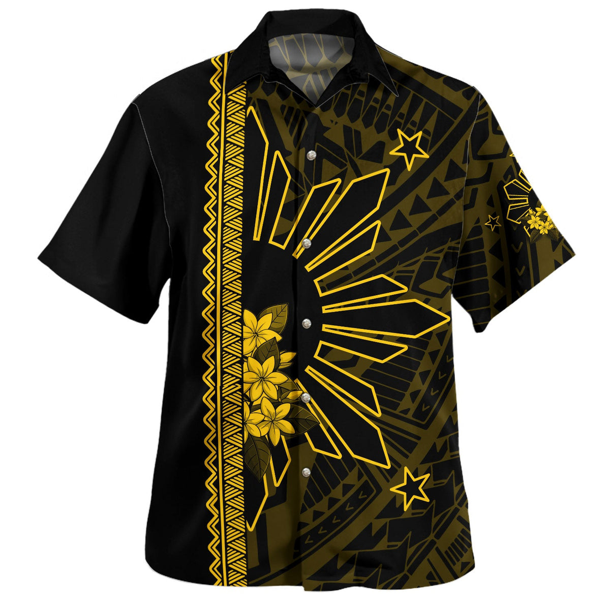 Philippines Filipinos Hawaiian Shirt Star Sunburst Floral Tribal Style-Myprintsy