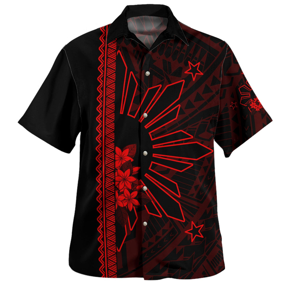 Philippines Filipinos Hawaiian Shirt Star Sunburst Floral Tribal Style-Myprintsy