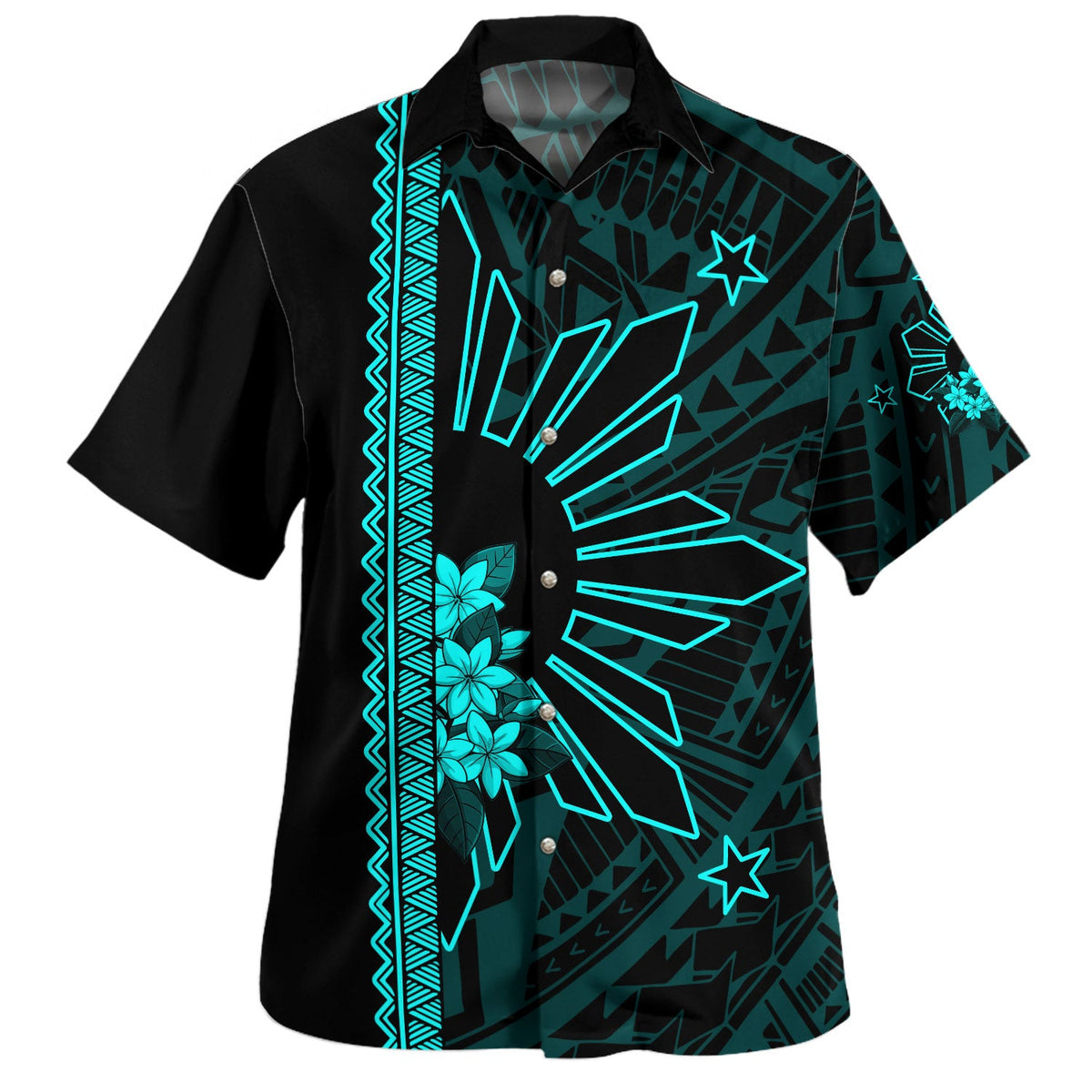 Philippines Filipinos Hawaiian Shirt Star Sunburst Floral Tribal Style-Myprintsy