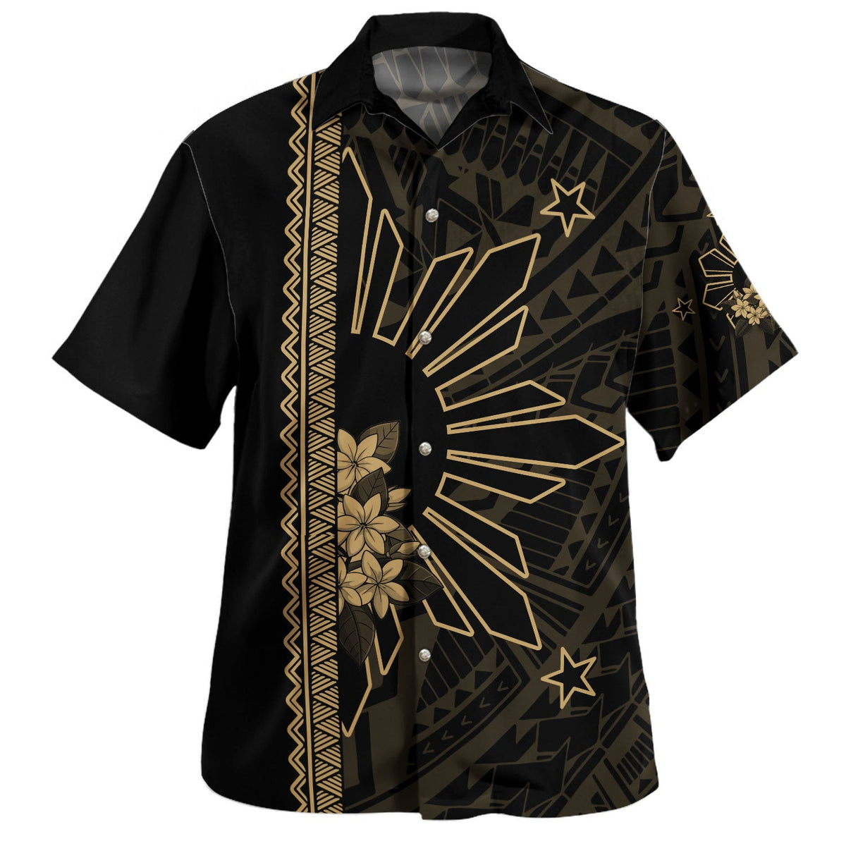 Philippines Filipinos Hawaiian Shirt Star Sunburst Floral Tribal Style-Myprintsy
