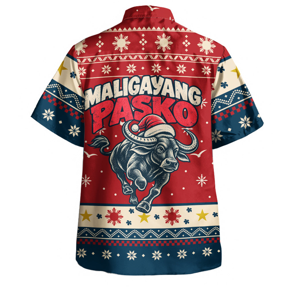 Philippines Filipinos Hawaiian Shirt Ugly Christmas Maligayang Pasko Filipino Santa Carabao