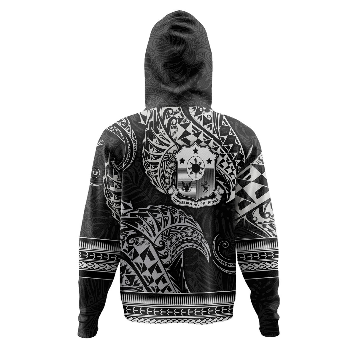 Philippines Filipinos Hoodie Filipino Coat Of Arms With Leaves and Tribal Patterns-Myprintsy