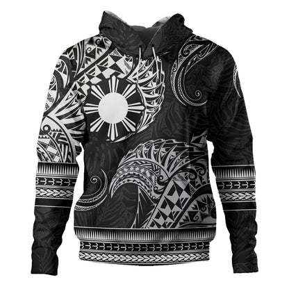 Philippines Filipinos Hoodie Filipino Coat Of Arms With Leaves and Tribal Patterns-Myprintsy