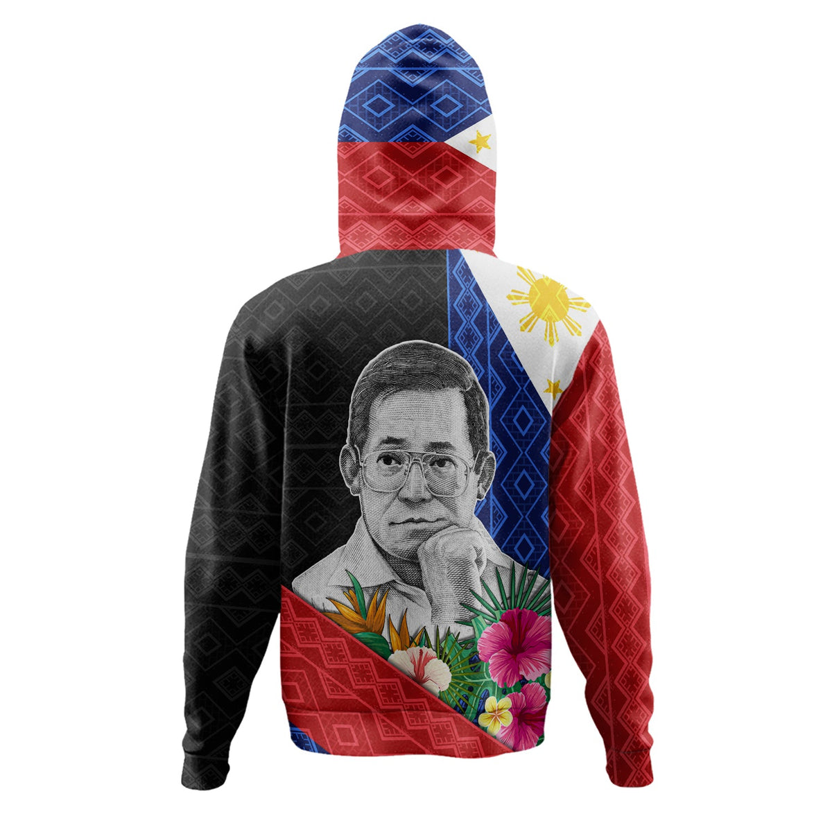 Philippines Filipinos Hoodie Ninoy Aquino With Tropical Flowers-Myprintsy
