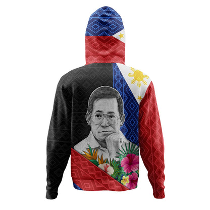 Philippines Filipinos Hoodie Ninoy Aquino With Tropical Flowers-Myprintsy