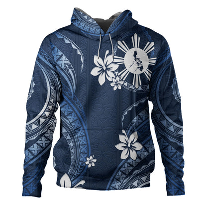 Philippines Filipinos Hoodie Philippines White Hibiscus Flowers Tribal Pattern-Myprintsy