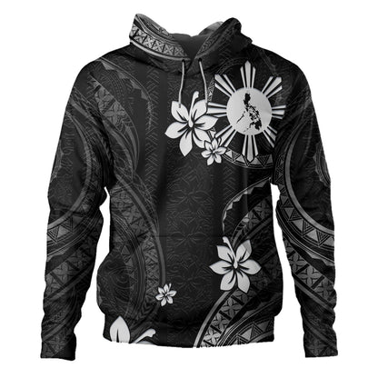 Philippines Filipinos Hoodie Philippines White Hibiscus Flowers Tribal Pattern-Myprintsy