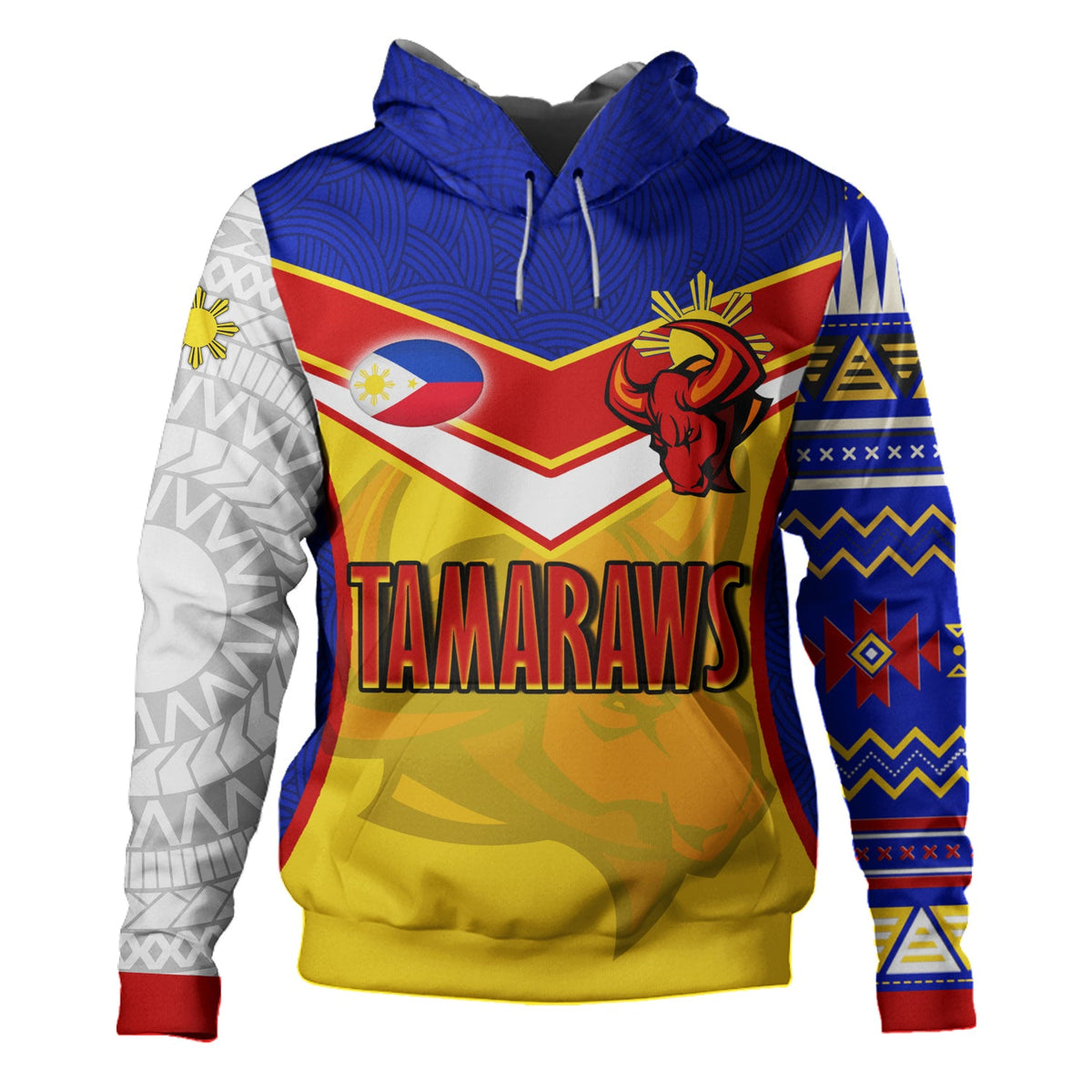 Philippines Filipinos Hoodie Tamaraws Mascot With Flag-Myprintsy