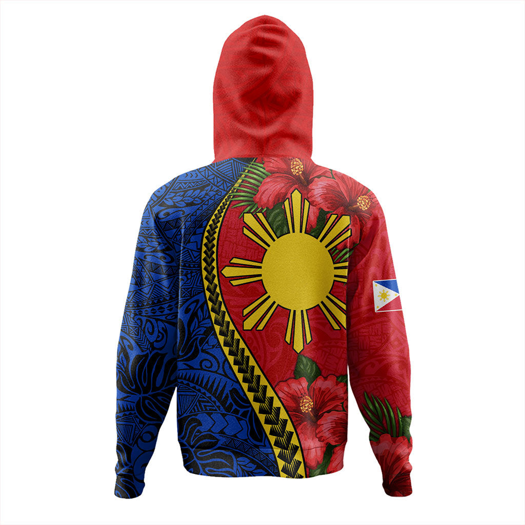 Philippines Filipinos Hoodie Tribal Polynesian With Hibiscus Flower-Myprintsy