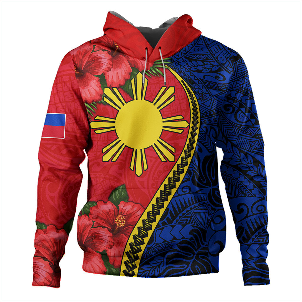 Philippines Filipinos Hoodie Tribal Polynesian With Hibiscus Flower-Myprintsy
