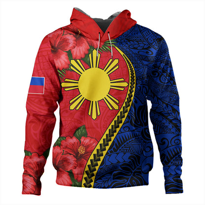 Philippines Filipinos Hoodie Tribal Polynesian With Hibiscus Flower-Myprintsy