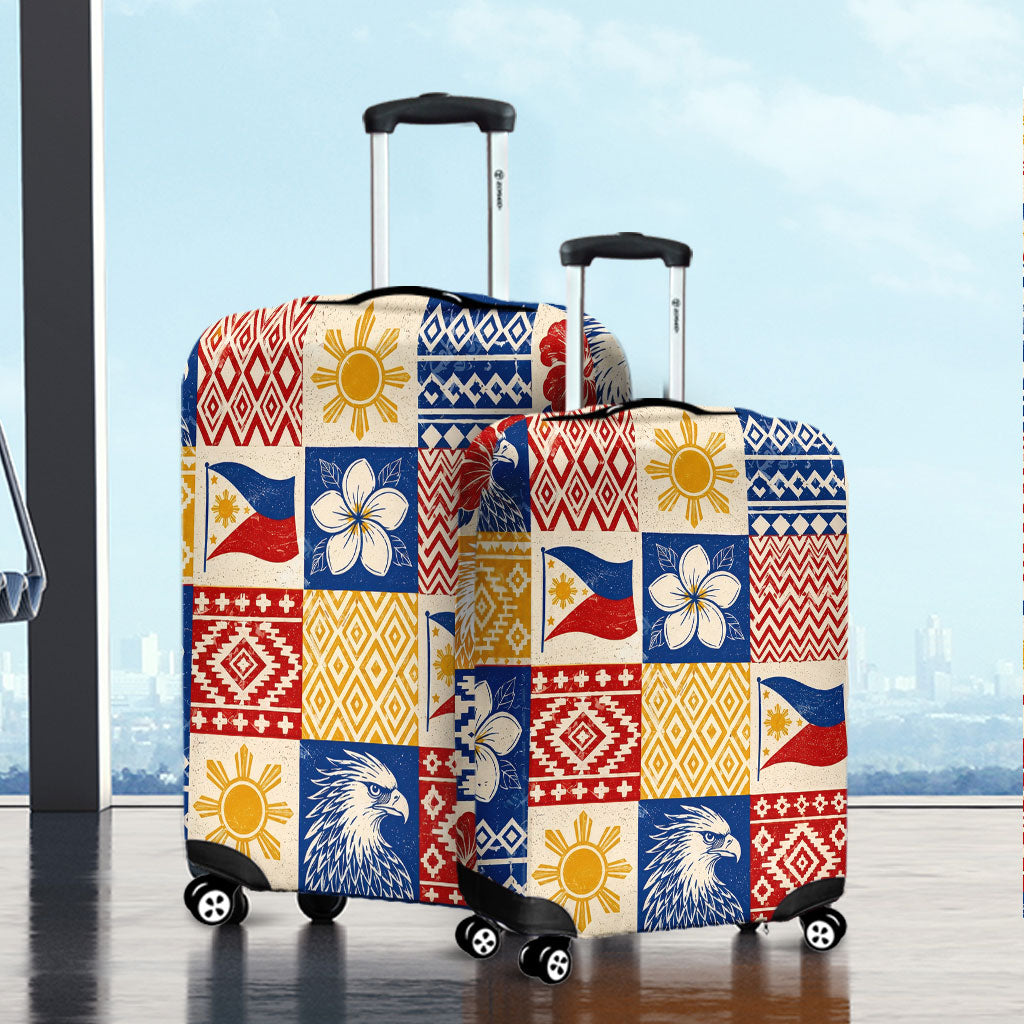 Philippines Filipinos Luggage Cover Eagle Sun Flag Sampaguita Geometric Quilt Style-Myprintsy