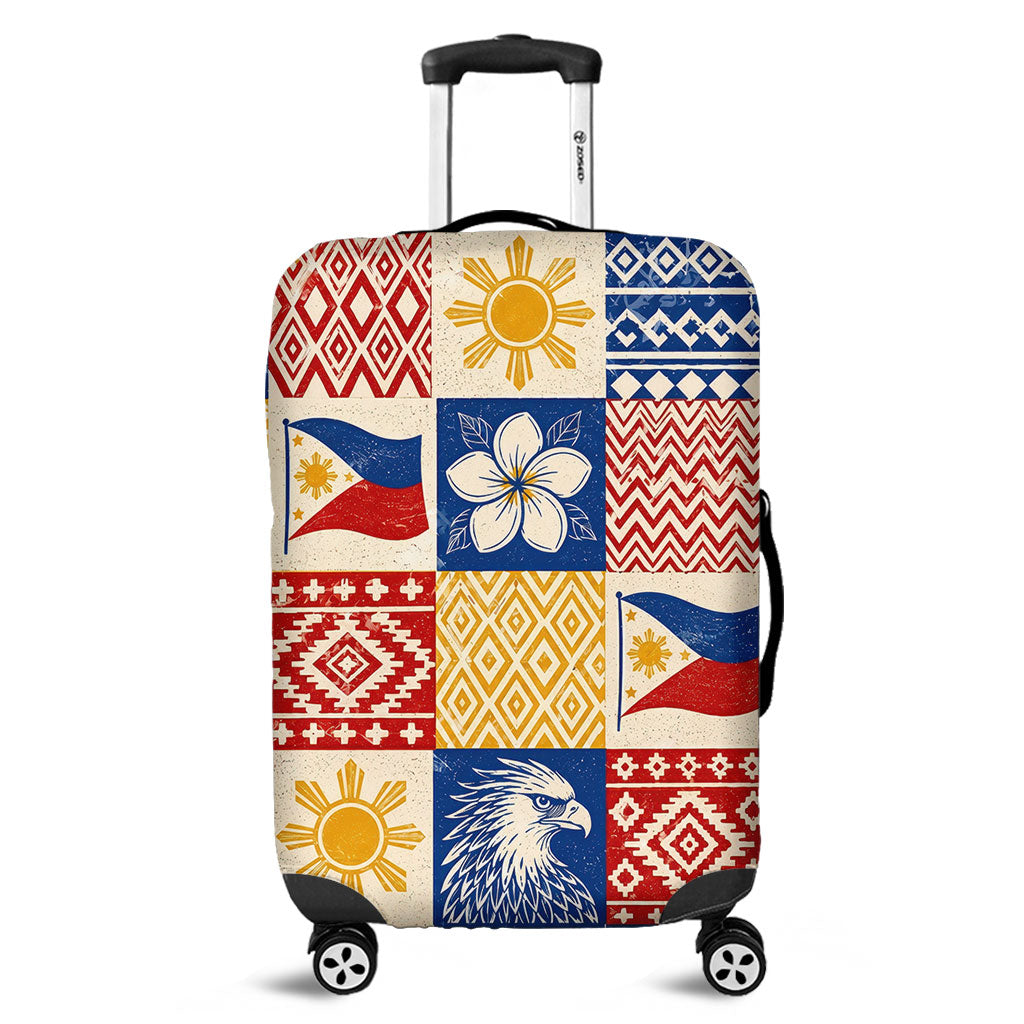 Philippines Filipinos Luggage Cover Eagle Sun Flag Sampaguita Geometric Quilt Style-Myprintsy