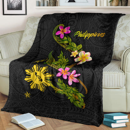 Philippines Filipinos Premium Blanket Philippines Sun And Map Plumeria Tribal-Myprintsy
