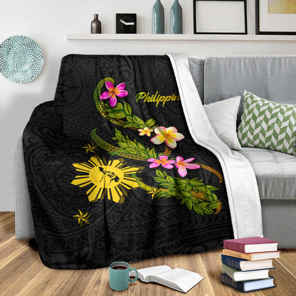 Philippines Filipinos Premium Blanket Philippines Sun And Map Plumeria Tribal-Myprintsy