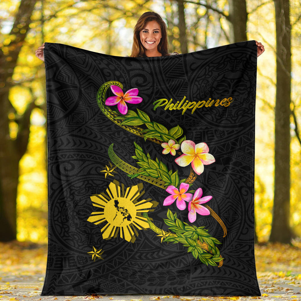 Philippines Filipinos Premium Blanket Philippines Sun And Map Plumeria Tribal-Myprintsy
