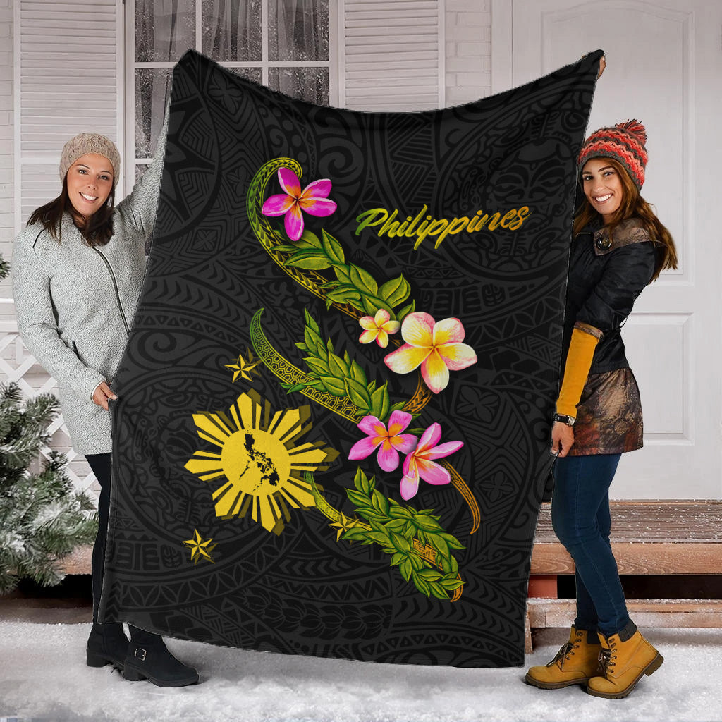 Philippines Filipinos Premium Blanket Philippines Sun And Map Plumeria Tribal-Myprintsy