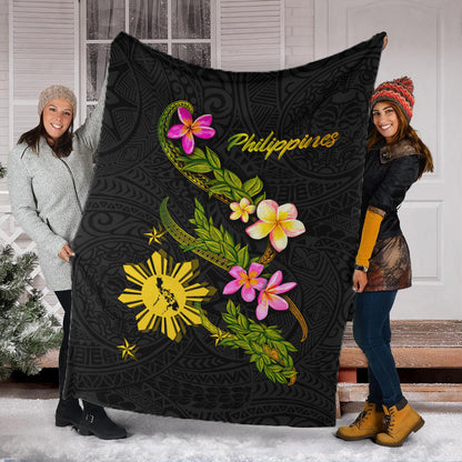 Philippines Filipinos Premium Blanket Philippines Sun And Map Plumeria Tribal-Myprintsy