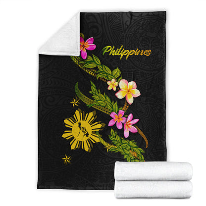 Philippines Filipinos Premium Blanket Philippines Sun And Map Plumeria Tribal-Myprintsy