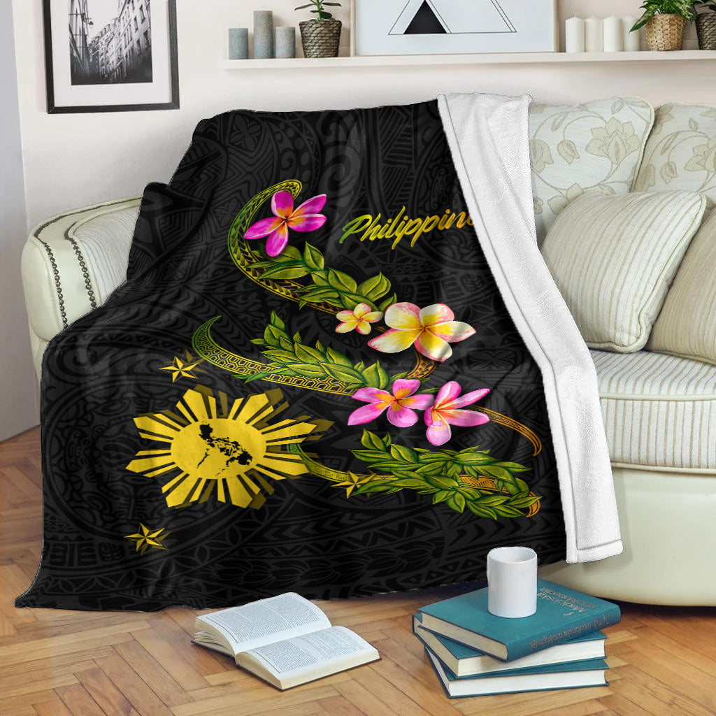 Philippines Filipinos Premium Blanket Philippines Sun And Map Plumeria Tribal-Myprintsy
