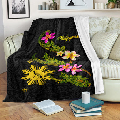 Philippines Filipinos Premium Blanket Philippines Sun And Map Plumeria Tribal-Myprintsy