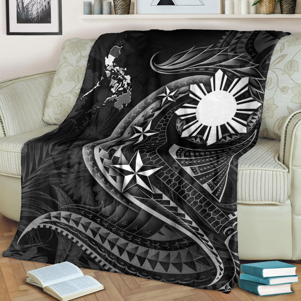 Philippines Filipinos Premium Blanket Philippines Sun Tribal Patterns Tropical Flowers Curve Style-Myprintsy