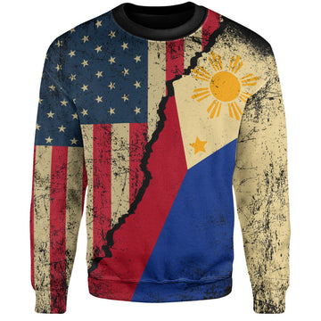 Philippines Filipinos Sweatshirt Filipino American Unity Style-Myprintsy