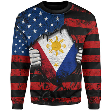 Philippines Filipinos Sweatshirt Heart American Soul-Myprintsy