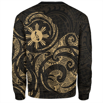 Philippines Filipinos Sweatshirt Polynesian Tribal Pattern Simple Style Gold-Myprintsy