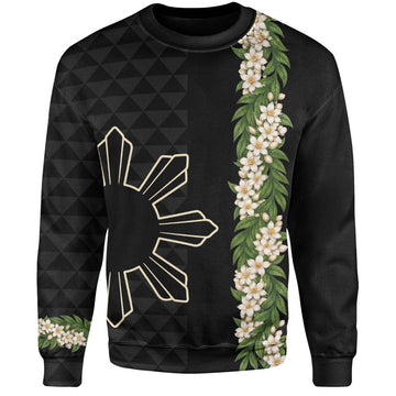 Philippines Filipinos Sweatshirt Sampaguita Flower Sun Pattern Island Style-Myprintsy