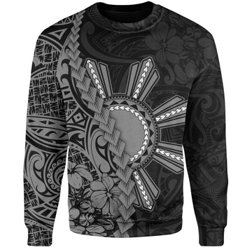 Philippines Filipinos Sweatshirt Sampaguita Flower Tribal Fusion Style-Myprintsy