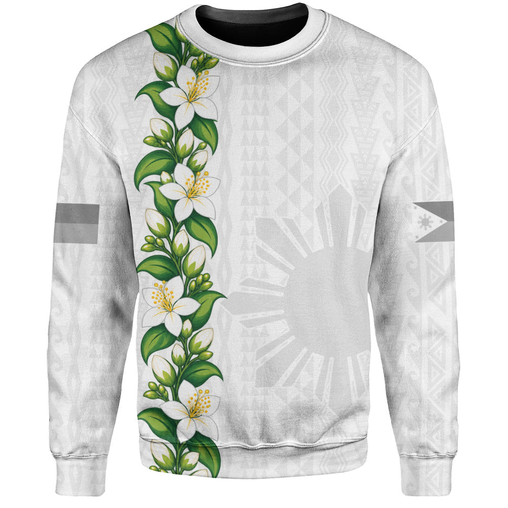 Philippines Filipinos Sweatshirt Sampaguita Flower Tribal Polynesian Sun Island Style-Myprintsy