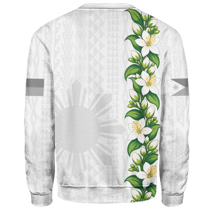 Philippines Filipinos Sweatshirt Sampaguita Flower Tribal Polynesian Sun Island Style-Myprintsy