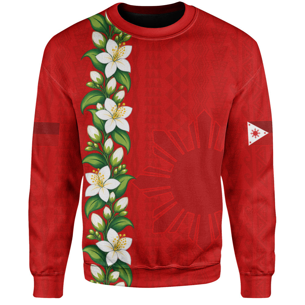 Philippines Filipinos Sweatshirt Sampaguita Flower Tribal Polynesian Sun Island Style-Myprintsy