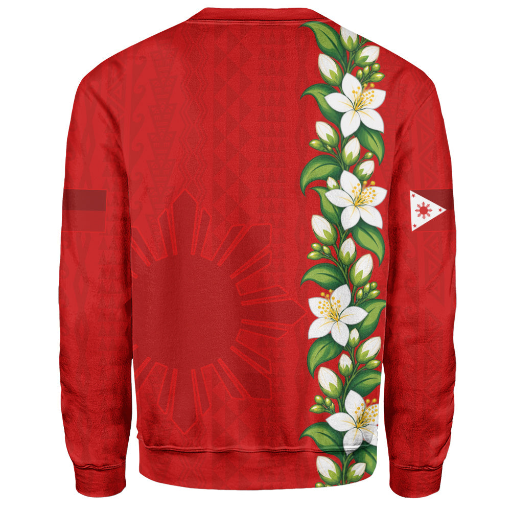 Philippines Filipinos Sweatshirt Sampaguita Flower Tribal Polynesian Sun Island Style-Myprintsy