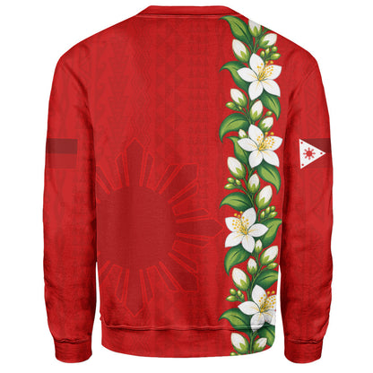 Philippines Filipinos Sweatshirt Sampaguita Flower Tribal Polynesian Sun Island Style-Myprintsy