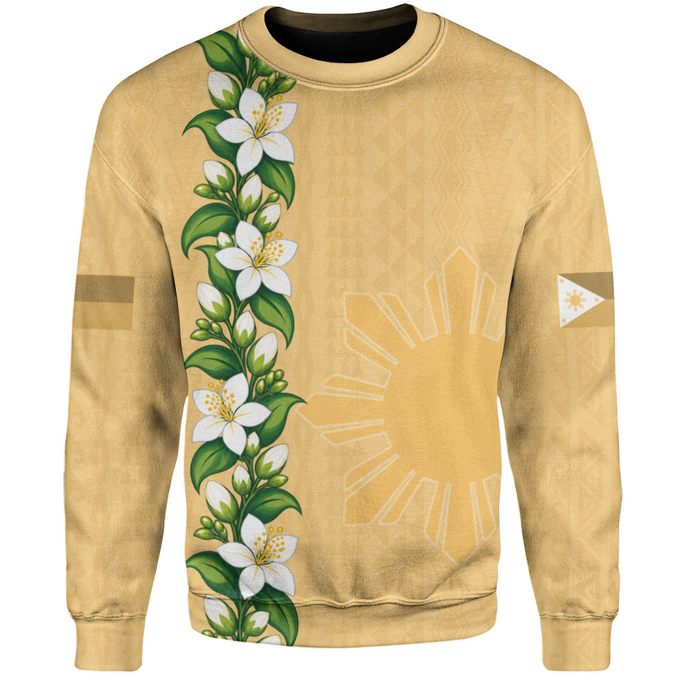 Philippines Filipinos Sweatshirt Sampaguita Flower Tribal Polynesian Sun Island Style-Myprintsy
