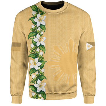 Philippines Filipinos Sweatshirt Sampaguita Flower Tribal Polynesian Sun Island Style-Myprintsy