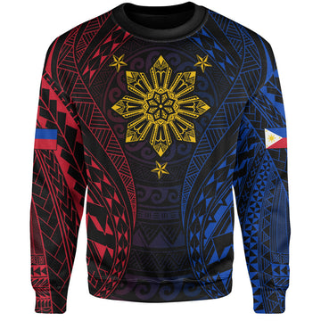 Philippines Filipinos Sweatshirt Sun Flag Tribal Tattoo Pattern-Myprintsy